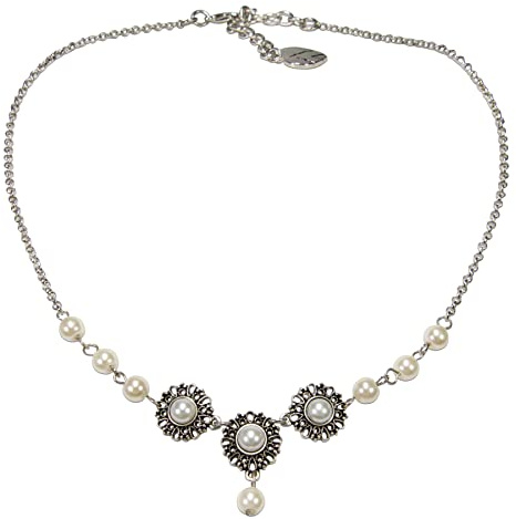 Alpenflüstern Collana da donna in metallo Helena Triologia, gioiello tradizionale Dirndl (argento anticato) DHK323, Zinco