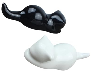 MAGICLULU Keramik Katzen Briefbeschwerer Und Stiftehalter Für Schreibtisch Elegante Pinselablage Und Schreibzubehör Aufbewahrung Für Büro Und Zuhause