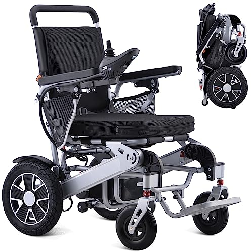 Tripaide 26KM Fahrstrecke Rollstuhl Faltbar Elektrisch mit 68cm High Einstellbare Ruckenlehne Tragkraft 150KG, Ultraleicht Elektrorollstuhl Reiserollstuhl Power Elektrischer Rollstühle