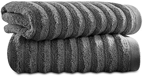 Towelogy Bamboo Face Cloth Makeup Remover Facial Cleansing Cloths Super Soft Fingertip Towels for Delicate Sensitive Skin | 30x30 cm - Pack of 2 (Charcoal, 2)