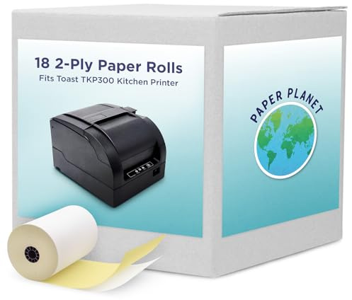 2-Ply White/Yellow Carbonless Paper for Toast Kitchen Printer by Paper Planet | 18 Rolls | TKP300 SNBC BTP-M300