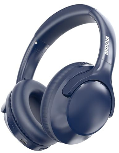 MIDOLA Bluetooth-Kopfhörer, Over-Ear-Kopfhörer, 68H, Spielzeit, 6 EQ, kabelloses Headset mit Mikrofon, HiFi-Stereo, faltbar, leicht, tiefer Bass, für Reisen, Zuhause, Büro, Handy, Blau