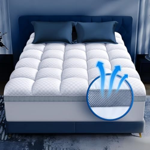 Premium Memory Foam Mattress Topper King for Ultra Comfort, 2 Inch Plush Pillow Top King Mattress Topper with Breathable Air Mesh Sides, Soft Mattress Pad Cover with Deep Pocket Fits 6-21 Mattress