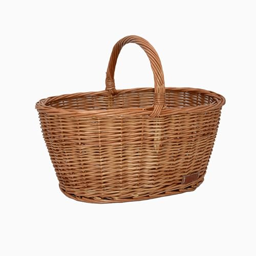 UNUS Weidenkorb Picknickkorb Einkaufskorb Henkelkorb 44,5x33,5x20cm(LxHxB) braun
