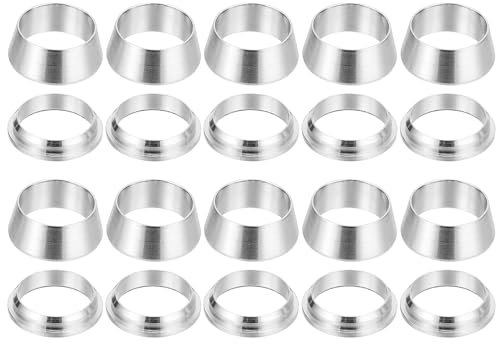 PATIKIL 3/8 Tube OD 304 Stainless Steel Compression Tube Fitting Sleeve, 20 Pack Double Ferrule Ring Tubing Fitting Assortment Kit, Silver