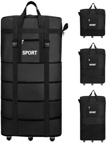 viriech Extra Große Faltbare Reisetasche mit Rollen, Erweiterbares Handgepäck mit Hoher Kapazität, Gepäcktasche - Ideal für Sport, Arbeit, Lagerung und Reisen