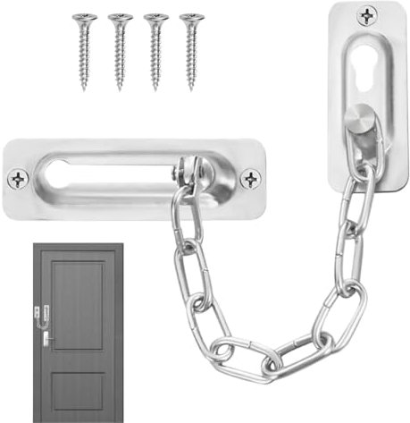 Türkette Türsicherheitskette,Türkette Sicherheitsschloss,Verdicken Sicherheitskette für Türen Edelstahl, Tür Kettenschloss mit Schrauben für Schützen Wohnsicherheit Hotel