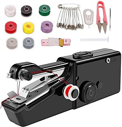 MUYAPAY Machine à Coudre Manuelle, Outils de Couture Sans Fil Mini machine à coudre portable, Point Rapide Adapté aux Vêtements, Tissus, Voyage à Domicile Bricolage, Noir