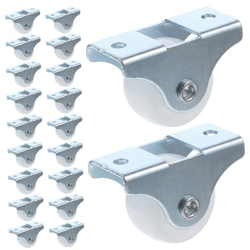 BUGUUYO Rotelle Direzionali Per Cassetti 1 Pollice in Pp Bianco Set Da 20 Pezzi, Ruote Fisse Heavy Duty Silenziose Per Mobili, Scaffali e Piccoli Macchinari, Per Uso Domestico e Superfici Varie