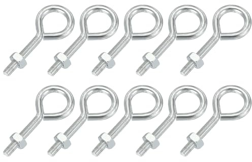PATIKIL Pernos De Ojo M3x16mm, 10 Pcs Pernos De Ojo De Acero Al Carbono Con Tuerca Para Colgar O Asegurar Cables Plateados
