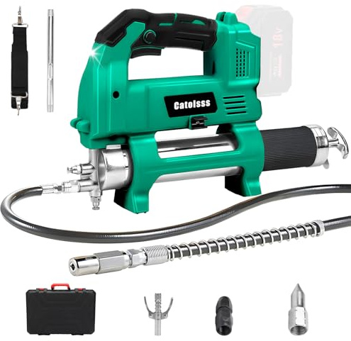 Catolsss Batteridriven fettspruta för Makita 18V batteri, 12 000 PSI tryck, 100 cm högtrycksslang, borstlös elektrisk fettspruta för lastbilar, gårdar, byggarbetsplatser och gör-det-själv (utan