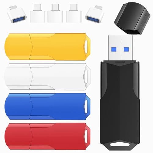 Wooolken Lot de 5 Clés USB 3.0 32 Go avec Adaptateurs USB-C et Lanières – Cle USB Haute Vitesse pour Stockage Fichiers, Photos, Vidéos, Bureau, École