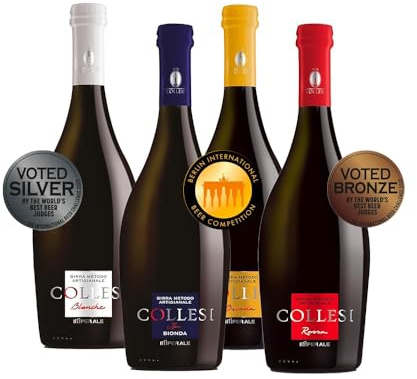 Birra Artigianale Collesi – Confezione Degustazione 4 Birre - IPA, Rossa, Bionda, Blanche – Confezione da 4 Bottiglie - 500 ml