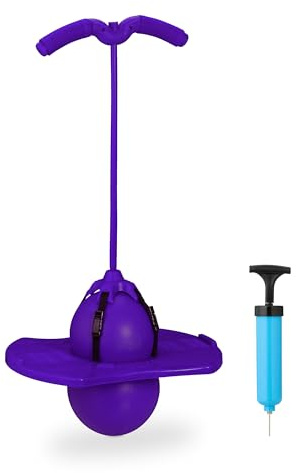 Relaxdays Salterello per Bambini, Pogo Stick con Palla Salta-Salta e Manici, Max. 100 kg, 74x39x29