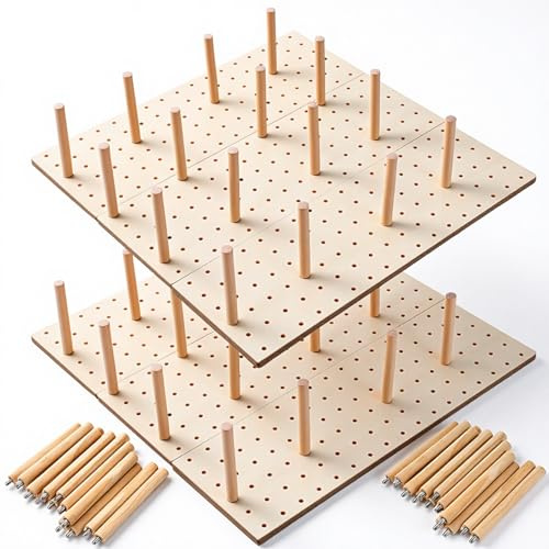 IANFAN 6 Pcs Wood Pegboard Drawer Organizer with 48 Pegs, Wooden Peg Board | Drawer Shelf Organizer Adjustable Peg Drawers Organizers for Kitchen Dishes Plate Pegboard Food Containers(17x5.91, Wood)