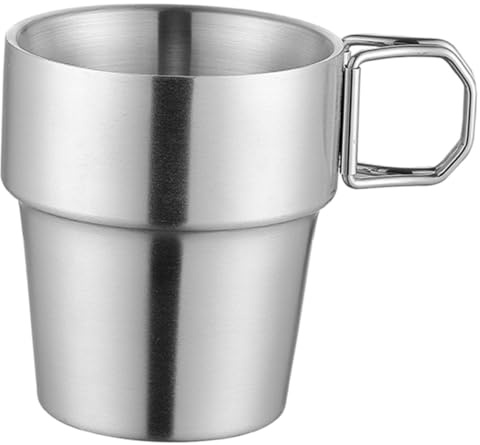 JOINPAYA Tasse Inox avec Poignée Portable Double Paroi Isolante Gobelet Léger pour Camping Randonnée Pique- Plein Air