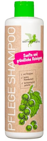 Bense & Eicke Pflege Shampoo 500 ml für Pferde mit Perlglanz, Panthenol und milden Tensiden für Fell, Mähne und Schweif. Mit dem Duft der Bourgeons de Cassis