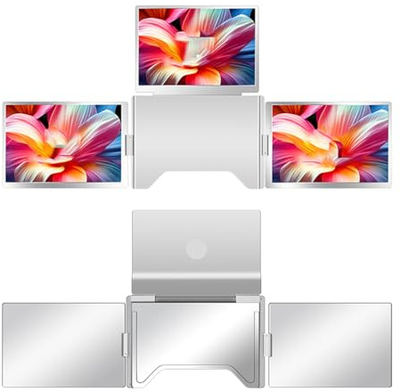 Tangxi 15,6 Triple Laptop Screen Extender, Bärbar 3 Full HD-skärmar med Upplösning 1000:1 Kontrastförhållande för 12 Till 18,5 Bärbara Datorer Multi Tasking Workstation (EU)