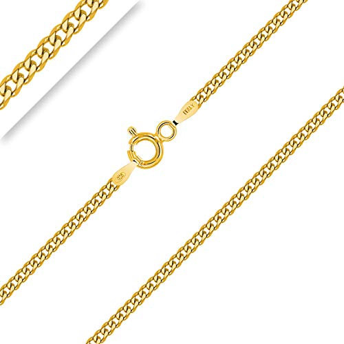 PLANETYS - Flache Panzerkette Diamantiert 925 Sterling Silber 18K Vergoldet Kette - Halskette - 2 mm Breite Längen 45 cm