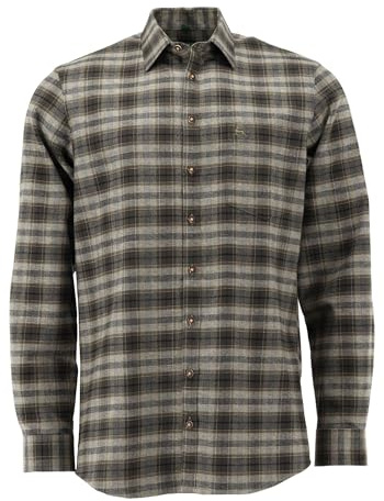 OS Trachten Camicia da uomo a maniche lunghe da caccia Gliru, oliva, 46 IT/46 IT