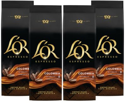 L'OR Espresso Colombia Café en Grano Natural 100% Arábica - Intensidad 8 | 4x500g