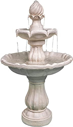 MDA Designs Aruna Elegant 3-Tier Outdoor Water Fountain Self-Contained Stunning Garden Feature with Cascading Waterfall
