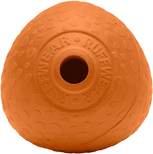 RUFFWEAR Huckama Hundespielzeug, Interaktives Pfeifen-Wurf-/Fang-/Apportierspiel aus Naturkautschuk, hüpfender eiförmiger Ball für drinnen und draußen, Langeweilebrecher, Campfire Orange