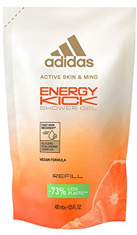 adidas Energy Kick Duschgel zum Nachfüllen, belebend mit ätherischem Orangenöl, 400 ml