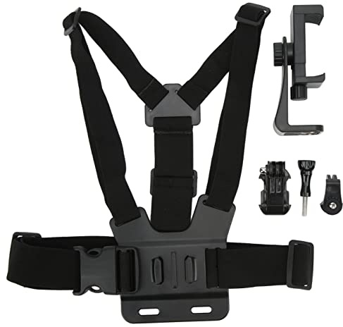 Mobiltelefon Bröstbänkband Montering, Chest Mount Harness Strap Justerbar Mobiltelefon Bröstkastarband med Telefonhållare för Live Streaming Utomhus Cykling