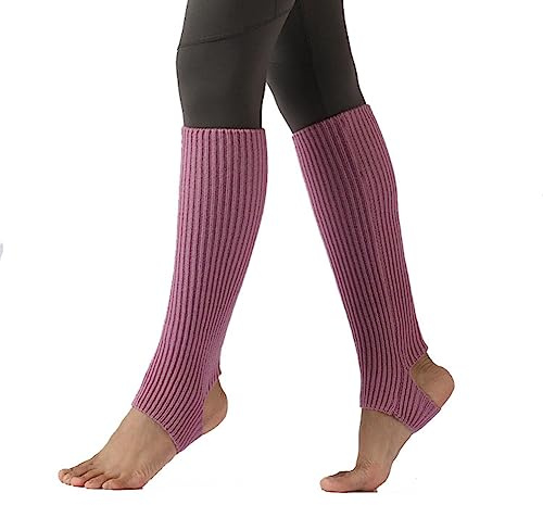 Yurosiay Jambières de ballet tricotées - Guêtre - 43 cm - Pour fille et femme - Pour l'hiver - Chaud - Avec trou au talon - Pour yoga, ballet, danse, fitness, violet