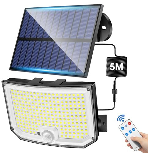 PIKOY Solar Lights Outdoor Lights, [238LED+3 Mode+Remote] Solar Security Lights Outdoor Motion Sensor 270°,IP65 2200mAh Outdoor Wall Lights