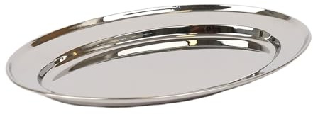 Argon Tableware 25 x 17cm Serving Platter - Stainless Steel Chrome Dinner Tray Oval Plate Small Appetizer Serving Dishes for Party, Events, Table Service, Snack Platters