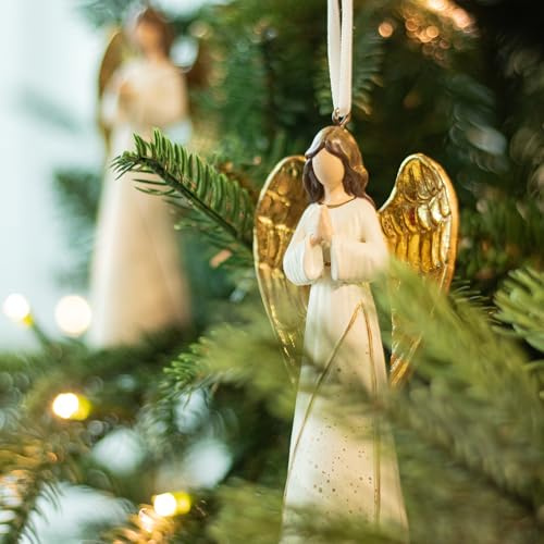 KI Store Lot de 2 pendentifs en forme d'ange de 12 cm - Boules de Noël - Figurines d'ange de Noël pour le sapin de Noël - Décoration de Noël