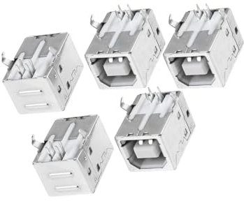 Partuto USB Type-B Female Right Angle PCB Mount Jack Socket (Pack of 5) Replacement