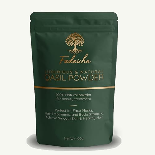 Fadaisha - 100 g - Polvo puro 100% Qasil - Limpiador facial y exfoliante de hierbas naturales para piel radiante - Nutre y rejuvenece tu cutis - Máscara facial y corporal para el cuidado de la piel