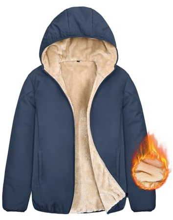 Yuson Girl Felpa Donna con Zip e Cappuccio Intera in Pile Foderata in Sherpa Manica Lunga Cappotto Felpa Caldo Giacca Outwear Donna Cerniera Hoodie Felpe Autunno Invernali Cardigan(Blu Navy, L)