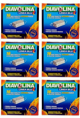 FEI FAN MAXI TAVOLETTE ACCENDIFUOCO IN BUSTINE SINGOLE, Formula Inodore, Contiene Carbone Vegetale, Confezione da 16 tavolette