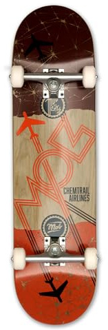 Mob Skateboard Airlines 8.25 Complete - Komplettboard 32 x 8.25 Zoll - Holzboard aus Ahornholz - fertig montiert - Anfänger und Profi Skateboard für Jugendliche, Erwachsene - Chemtrails - Rot