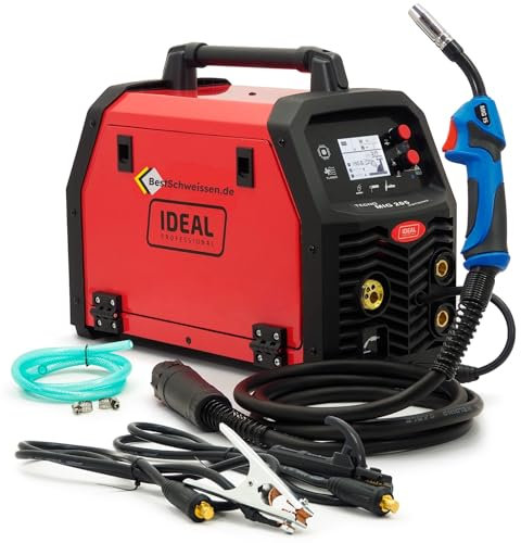 MIG MAG saldatrice 200A con filo di riempimento senza funzione gas – Inverter con controllo sinergia per alluminio, acciaio inossidabile e CO2 – Saldatrice combinata per MMA & FLUX – 230 V portatile