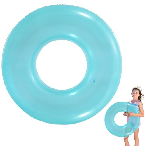 MORAINJAY Swimming Rings for Kids Age 6-12,Blue Transparent Inflatable Pool Floats Rubber Ring,76cm/30″ Swim Tubes,Summer Swimming Water Beach Toys,Pool Party Decorations,Summer Gift for Kids