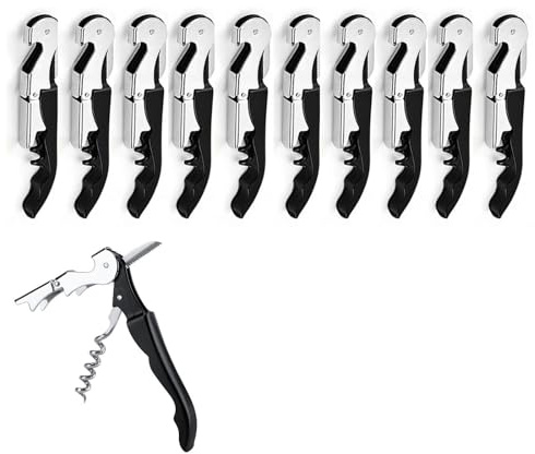 Abridor de Botellas de Vino Tinto, Llave de Botella de Acero Inoxidable, Interruptor de Botella de Corcho, Camarero de Restaurante (10, black)