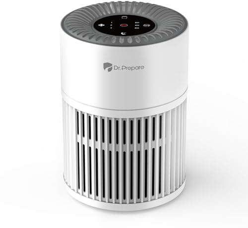 DR.PREPARE Luftreiniger für Allergiker, Ultraleise und Energieeffizient HEPA Luftreiniger gegen 99,97 Prozent Schimmel Staub, Waschbarer Vorfilter,15dB, Schlafmodus, für Schlafzimmer, Büros