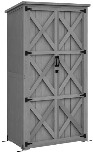 Outsunny Armoire de Jardin 2 Étagères 90L x 54,5l x 161/168,5H cm Gris