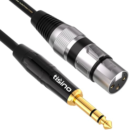 Tisino Cavo XLR femmina a jack, bilanciato XLR a 1/4 TRS 6,35 mm, cavo microfono per mixer, chitarra, altoparlante, amplificatore di potenza, 2 m