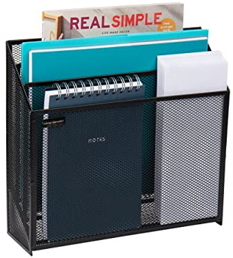 Mind Reader - Portadocumenti a 3 livelli, Jumbo, supporto in rete, per scrivania, organizer robusto per riviste, colore: nero