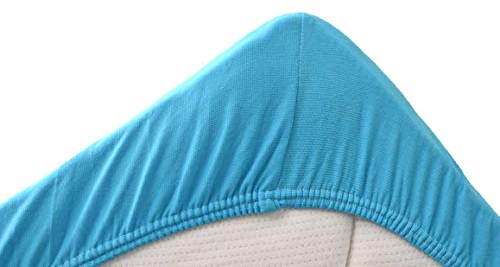 Snoozing - Jersey - Spannbettlaken - für Boxspringbetten-Matratzen - Extra hoher Steg - 140x200 cm - Türkis