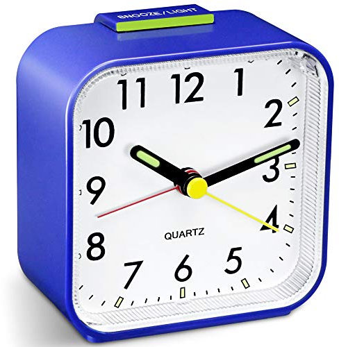 HOPSEM Silent Alarm Clock Battery Powered Non Ticking Bedside Clocks Large Display Basic Bedroom Clock Snooze Night Light Function Easy to Read Operate