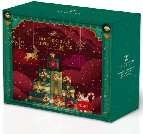 Hot Chocolate Advent Calendar – 24 Days of Premium Cocoa Sachets with Marshmallows, Candy Cane & Chocolate Drops | Luxury Christmas Countdown Gift Set for Kids & Adults (2025 Edition)