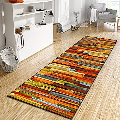 WTHYGB Teppich Läufer Flur Küche 40x170 cm, Modern rutschfest Waschbar Dauerhaft Küchenläufer Flurläufer, Lang Polyester Orange Gelb Muster Teppichläufer für Korridor, Schlafzimmer, Innen Wohnzimmer