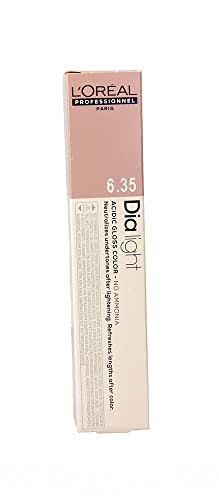 L'Oréal Professionnel DiaLight 6.35 Coloración Rubio Oscuro Dorado Caoba Sin Amoniaco, 50ml
